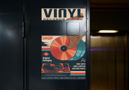 Two White Stickers is Placed on a Dark Wall