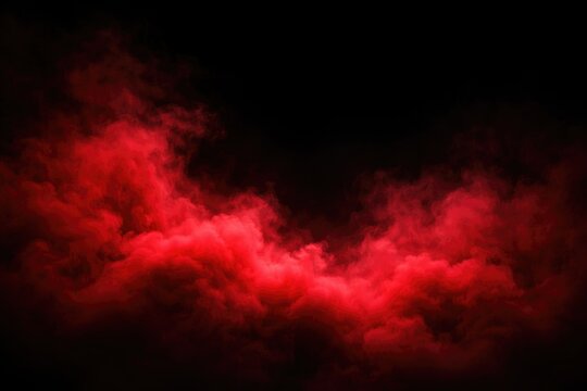 Dense red mist creating atmosphere on a smooth black background with copy space