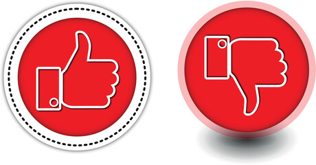 Obraz premium Illustration of thumbs up and down buttons. Vector Thumbs Up and Down Buttons