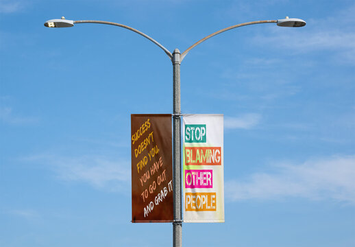 Two Banners on a Sky lamp-post