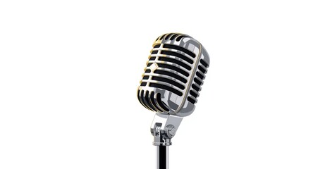 Fototapeta premium Realistic classic microphone isolated on a plain white backdrop with detailed illustration