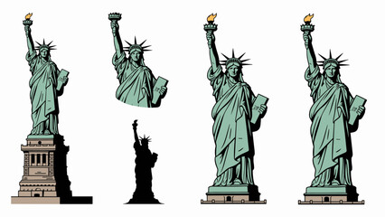 Statue of Liberty Silhouette Set – New York Landmark Black Vector Collection © Robin
