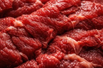 Obraz premium Close up shot of raw beef showing coarse meat texture