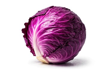 Obraz premium Fresh red cabbage head on a clean white background