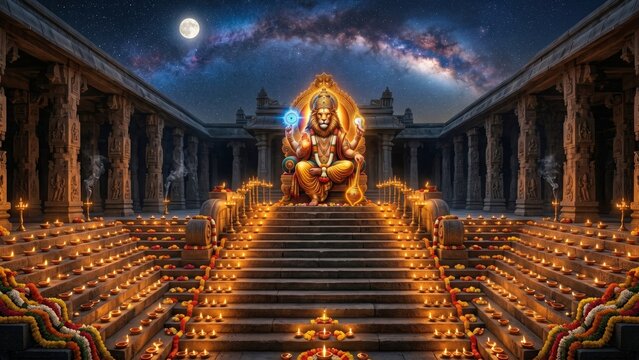Lord Narasimha Temple Night &ndash; Festival Divine Lighting