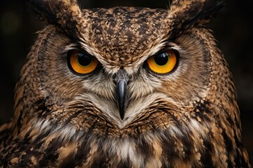 Fototapeta premium Stunning owl face closeup showing feather texture