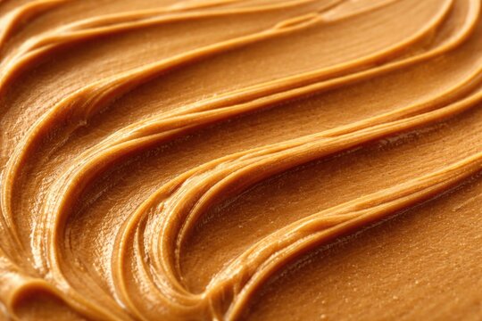 Close up of peanut butter spread evenly on a smooth line