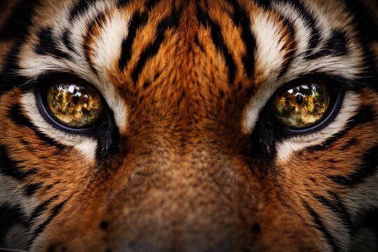 Majestic tiger eyes reflecting wild nature