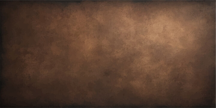 A dark brown vintage parchment texture with an aged grunge pattern on a rough ancient paper surface features a dirty antique design and a grungy blank backdrop frame for a retro wallpaper