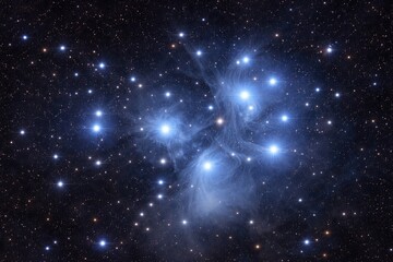 Fototapeta premium stars of the Pleiades cluster shining in a clear night sky