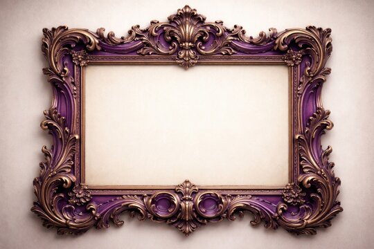Decorative purple baroque frame featuring empty area for design