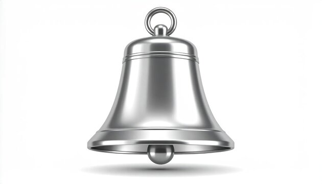 A Gleaming Silver Bell Isolated on a Pure White Background.