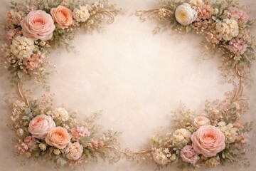 Obraz premium Decorative floral frame surrounding a soft textured backdrop