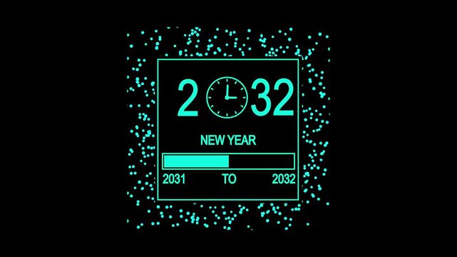 New Year 2032 Countdown Timer with Digital Clock and Progress Bar