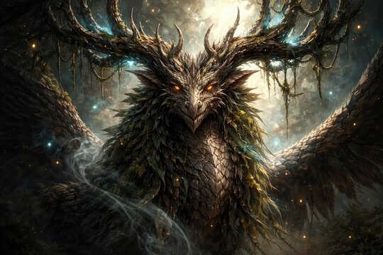 Fantasy mythical creature concept generated by AI technology