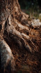 Fototapeta premium Close-up of Tree Roots in Forest Soil