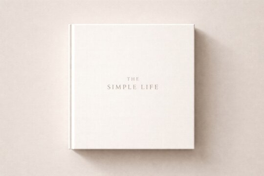 Minimalist square book cover design with plain background layout