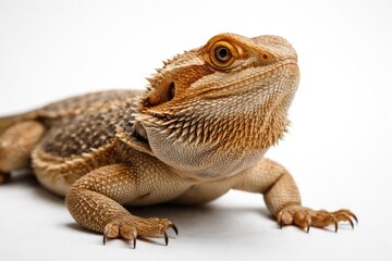 Fototapeta premium Lizard photographed in studio with plain white backdrop