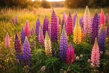 Obraz premium Colorful lupine plant thriving in open grassland