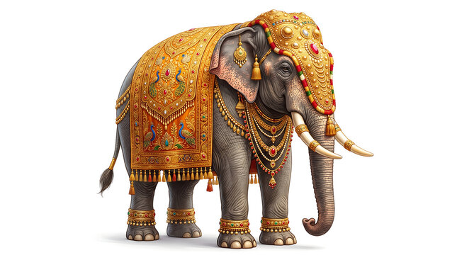 Happy Thrissur Pooram - Decorated Elephant in Full Regalia