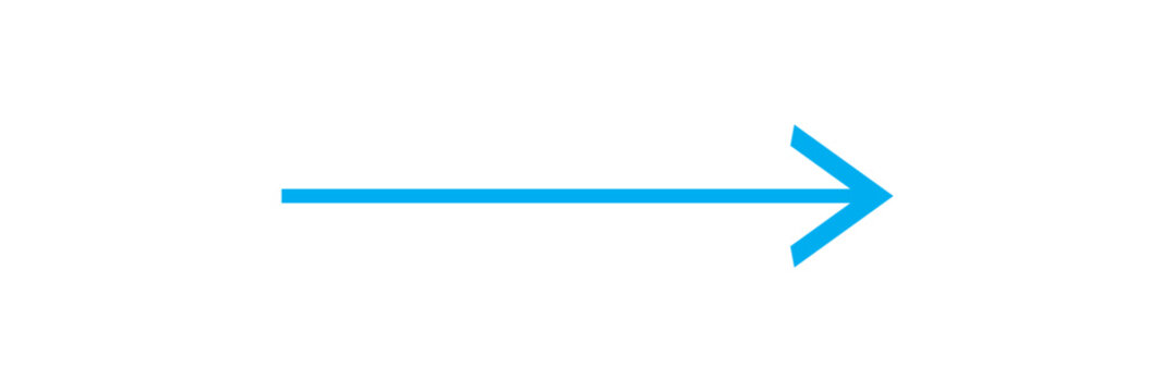 Blue Navigation Arrows, flat design vector illustrator. Multiple side directional arrows. Blue isolated pointing vector arrowhead icon on white background. Isolated long blue arrow icon . Bold long ar