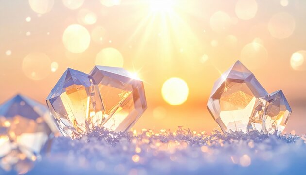Intricate glowing crystalline structures radiating soft light in a dreamy, abstract bokeh background