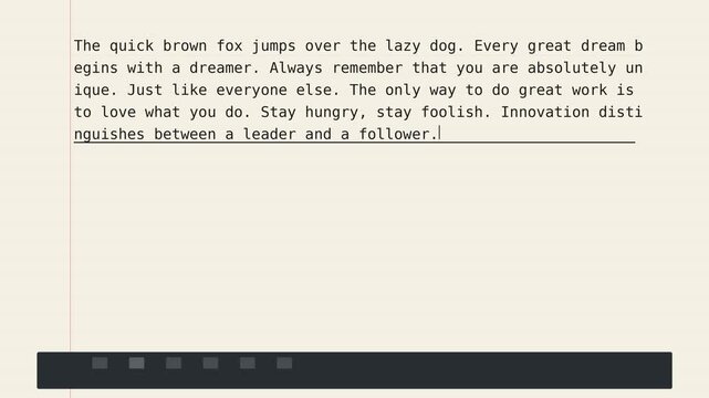 Retro Typewriter Text Appearing Letter by Letter Animation
