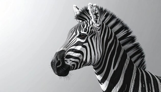 Striking Black and White Portrait of a Zebras Head.
