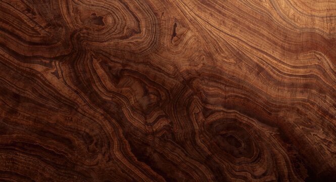 Studio light highlights acacia koa wood texture with detailed patterns and copy space