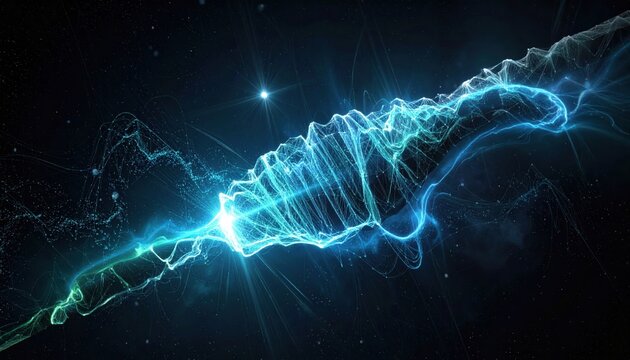 Abstract computational matrix of interconnected luminous energy tendrils in deep space