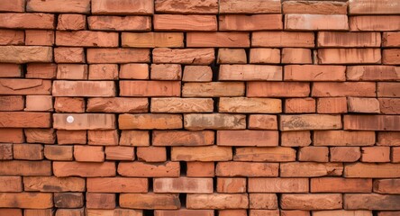 Fototapeta premium Orderly arranged solid clay bricks stack for building site use