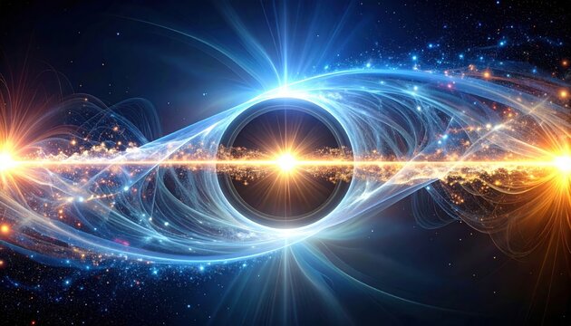Conceptual visualization of quantum tunneling through an energy barrier, highlighting physics principles
