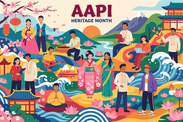 Obraz premium 2026 AAPI Heritage Month mural celebrating Power in Unity