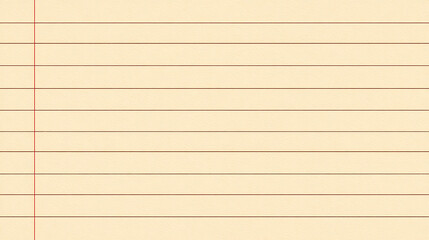 Naklejka premium Blank lined antique-style index card or notepaper, subtle texture, warm beige color with red margin and dark lines, isolated background