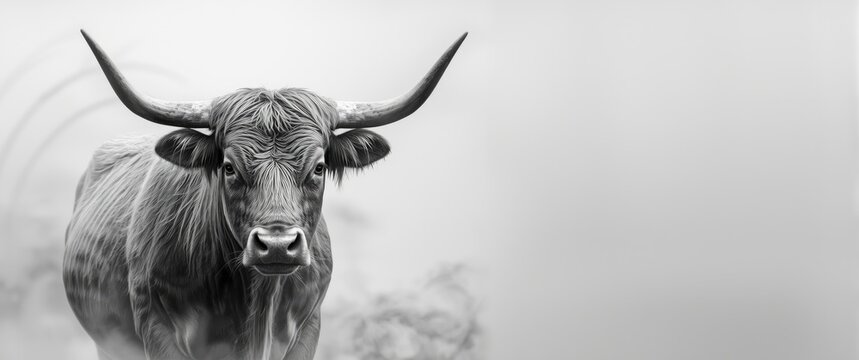 White edition featuring bull wildlife paintings with sophisticated grayscale animal wallpaper