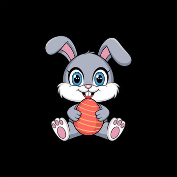 easter bunny with eggs vector image.