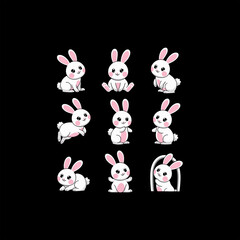 Obraz premium easter bunny and eggs set of easter rabbits and eggs bundle of rabits vector image.