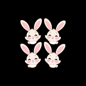 easter bunny and eggs set of easter rabbits and eggs bundle of rabits vector image.