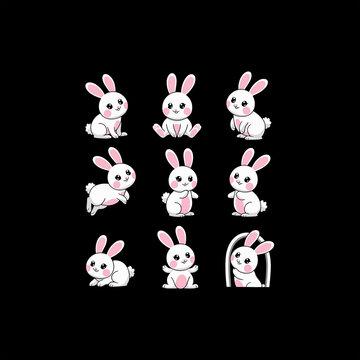 easter bunny and eggs set of easter rabbits and eggs bundle of rabits vector image.