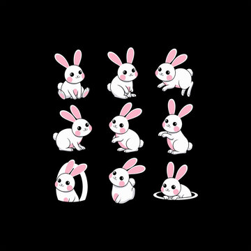 easter bunny and eggs set of easter rabbits and eggs bundle of rabits vector image.