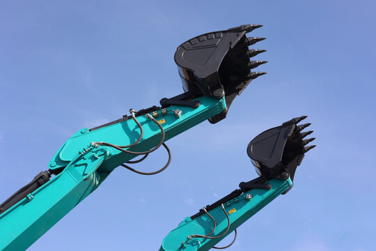 Industrial Blue Excavator Arms