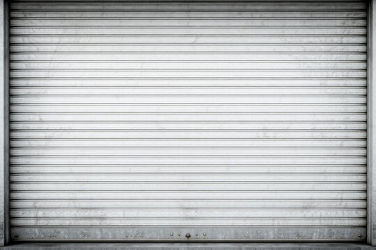 white metal roller door shutter background showing rough metal texture