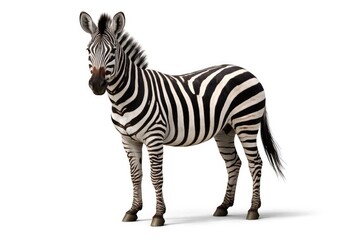 Obraz premium Isolated zebra featured on a plain white studio backdrop