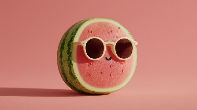 Watermelon slice with sunglasses for summer concept
