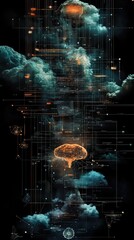 Fototapeta premium Digital brain network cloud computing data