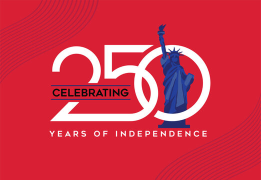 VECTORS. 250 anniversary banner to celebrate and commemorate the Independence of United States of America. 4th of July, logo, poster, header
