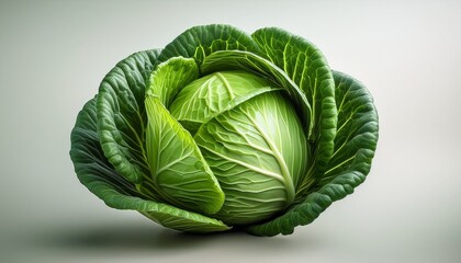 Obraz premium fresh green cabbage head with vibrant leaves ready for healthy cooking and salads