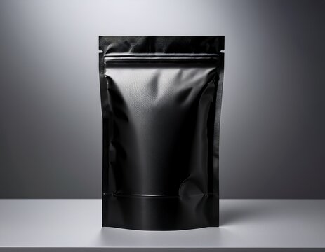 blank black stand up pouch packaging mockup