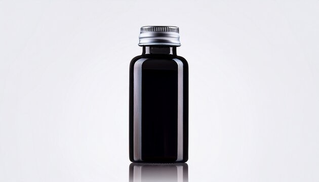 black opaque glass vial with cap on white background