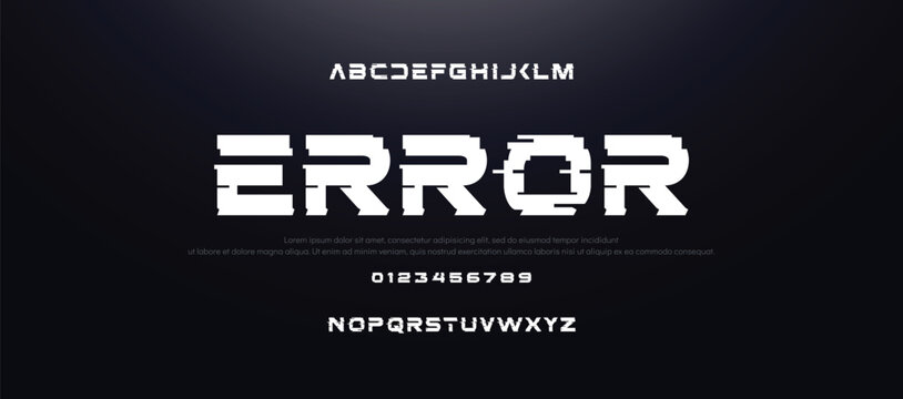 ERROR High Tech Futuristic Kaxen Font Alphabet and Numbers for Space Exploration and Science Logo